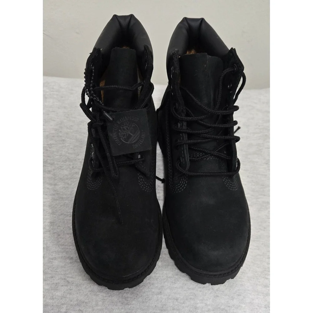 Timberland Kids 6 Inch Premium Waterproof Boots Black Nubuck 12707 Size 1M Youth